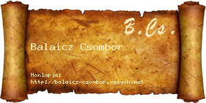 Balaicz Csombor névjegykártya